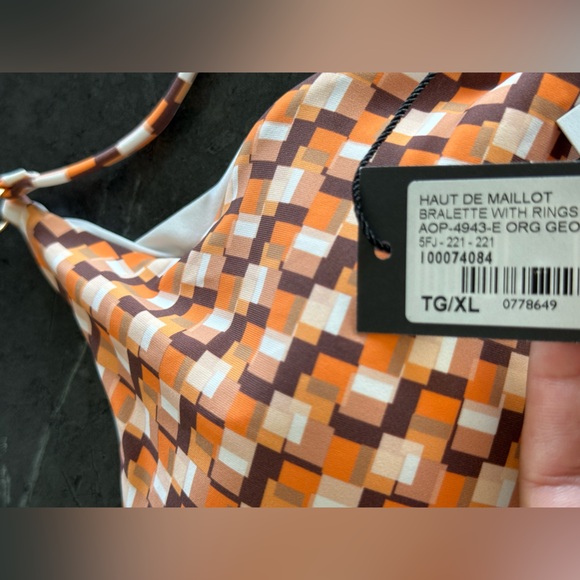 GARAGE Orange and Brown Checkered Bikini Set - Picture 4 of 7